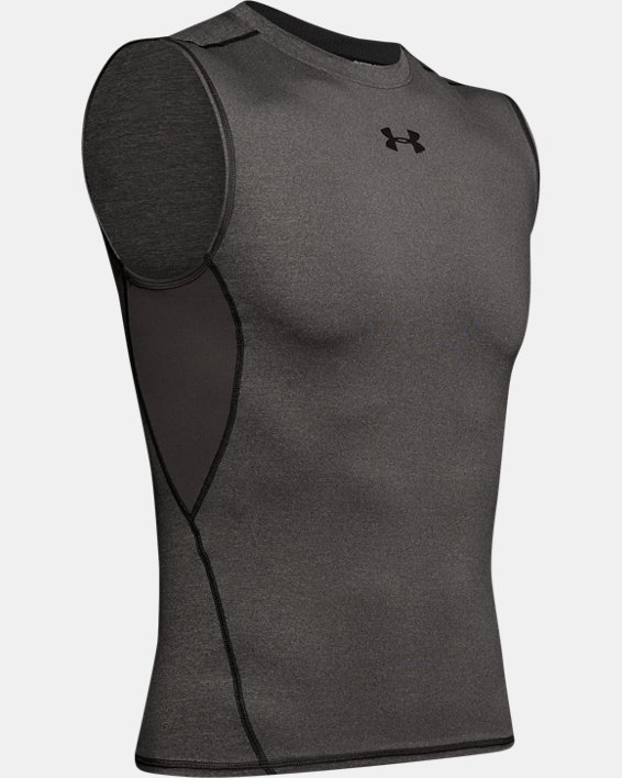 Men's UA HeatGear® Armour Sleeveless Compression Shirt, Gray, pdpMainDesktop image number 4